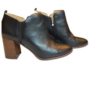 Franco Sarto Dante black leather boots with 3 inch block heel size 10